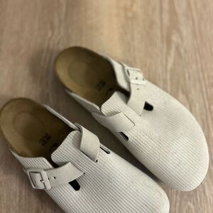 Birkenstock Boston Corduroy Clogs in Cream